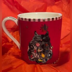 Anthropologie Caroline Holiday Creature Comforts Cat Mug